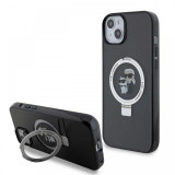Karl Lagerfeld Husa Ringstand Karl &amp; Choupette MagSafe iPhone 15 Plus Negru