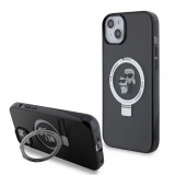 Karl Lagerfeld Husa Ringstand Karl &amp; Choupette MagSafe iPhone 15 Negru