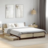 VidaXL Cadru de pat cu sertare stejar sonoma 135x190 cm lemn prelucrat