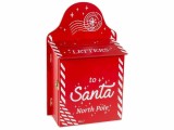 Cutie postala Craciun lemn rosu alb 20.5x10.5x32 cm
