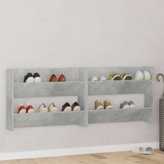 vidaXL Pantofare de perete, 2 buc., gri beton, 80x18x60 cm, PAL
