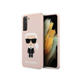 Husa TPU Karl Lagerfeld Iconik Full Body pentru Samsung Galaxy S21+ 5G, Roz KLHCS21MSLFKPI