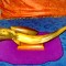 253a-Statuieta mare veche cu peste ornamental din os, manual executat.