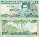 1988, 5 dollars (P-22d) - Dominica (Statele Caraibiene de Est)