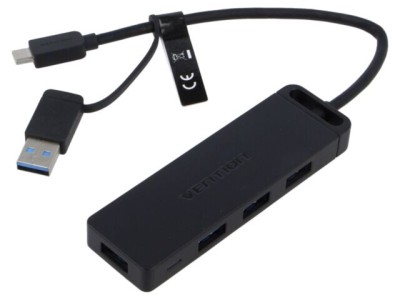 Hub USB VENTION 3.0 5 porturi negru 0,15m ABS foto