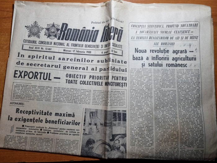 romania libera 17 februarie 1988-art.sighetul marmatiei,borsa,baia mare