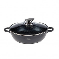 PL-DAR36 BLACK PLATIUM COLLECTION, Cratita joasa cu capac, interior marmorat, capacitate 6.8 L, diametru 36 cm foto