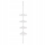 Raft Baie/Dus Vasagle Inox Reglabil 85-305cm, 4 Rafturi, Alb, Suport Prosop, Montaj Fara Gaurire
