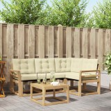 vidaXL Set canapele exterior 5 piese Alb Crem Lemn Acacia Textilene Paturi Confortabile pentru Gradina si Terasa