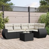 VidaXL Set mobilier de grădină cu perne, 6 piese, negru, poliratan