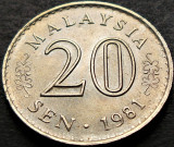 Cumpara ieftin Moneda exotica 20 SEN- MALAEZIA, anul 1981 *cod 5212 = A.UNC, Asia