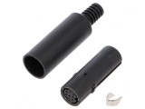 Mufă DIN 8-pin Mini Mamă cu Manson pentru Lipire pe Cablu Drept, Lumberg