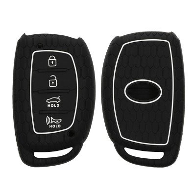 Husa Cheie Auto Kwmobile pentru Hyundai 4 Butoane, Negru, Silicon, KWM0000256G001C foto