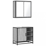 Cumpara ieftin Set mobilier de baie, 2 piese, gri sonoma, lemn prelucrat