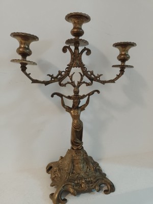 Superb sfeșnic de dimensiuni mari din bronz masiv ,perioada anilor 1900 &amp;icirc;nceput , dimensiuni 44 cm h foto