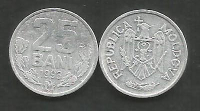MOLDOVA 25 BANI 1993 [1] VF , livrare in cartonas foto