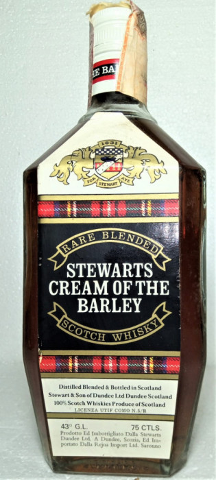 RARE BLENDED STEWARTS CREAM OF THE BARLEY SCOTCH WHISKY ANI 70/80- gr 43 cl 75