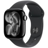 Apple Watch 11 GPS, Carcasa Jet Black Aluminium 42mm, Black Sport Band - S/M