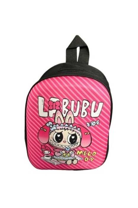 Rucsac Labubu pentru copii cu un compartiment, roz-negru