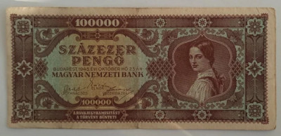 Bancnota Ungaria - 100000 Pengo 1945 foto