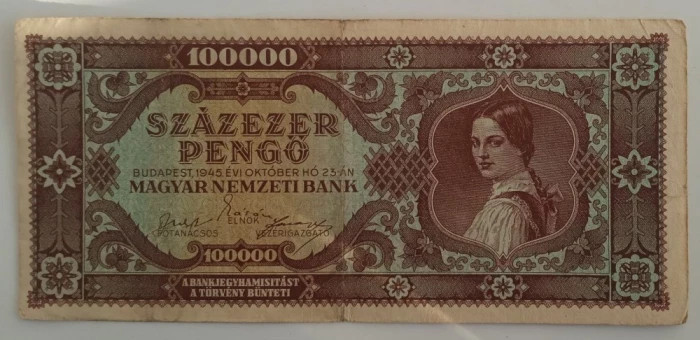 Bancnota Ungaria - 100000 Pengo 1945