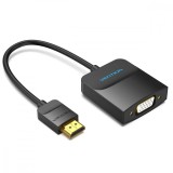 Convertor video Vention,HDMI(T) la VGA (M) si Jack 3.5mm (M),0.15m, rezolutie maxima 1080p la 60 Hz,conectori auriti, 5V/1A, invelis PVC si ABS, negru