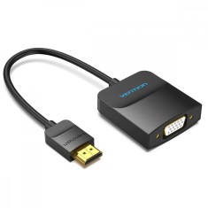 Convertor video Vention,HDMI(T) la VGA (M) si Jack 3.5mm (M),0.15m, rezolutie maxima 1080p la 60 Hz,conectori auriti, 5V/1A, invelis PVC si ABS, negru foto