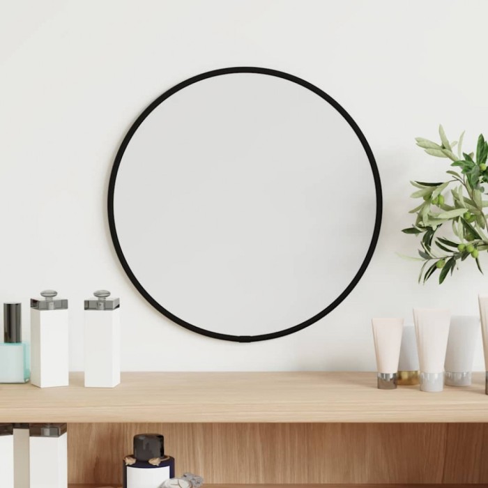 vidaXL Oglindă de perete rotundă, negru, &Oslash; 30 cm