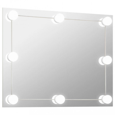 Oglindă de perete lumini LED fără ramă sticlă dreptunghiulară foto