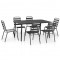 Set mobilier de exterior, 7 piese, gri inchis, o?el