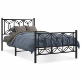 Cumpara ieftin Cadru pat metalic cu tablii de cap/picioare, negru, 100x200 cm