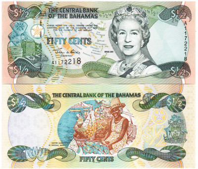 Bahamas 1/2 Dolar 2001 P-68 UNC foto