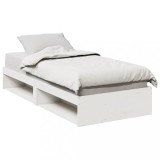 vidaXL Pat de zi fără saltea alb 100x200 cm lemn masiv de pin