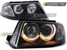 Faruri compatibile cu VW PASSAT 3BG B5 FL 09.00-03.05 ANGEL EYES Negru foto