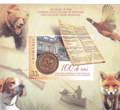Romania 2024 LP 2457a 100 de ani AGVPS, caini de vanatoare,MNH foto