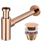 Sifon lavoar universal Auriu Roz + dop tip Click-Clack