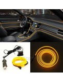 Fir neon auto electroluminiscent El Wire 5m cu lumina Galbena cu droser si mufa bricheta, Xenon Bright