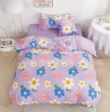 Cumpara ieftin Lenjerie De Pat Monday Xc106, Bumbac, 4 Piese, Cu Elastic, Imprimeu, Lila