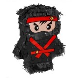Piniata Ninja pentru Petrecere Arimat&reg;, Dimensiune 45 x 33 x 10 cm, Decor Aniversare Baieti, Stil Ninjago, pentru Dulciuri si Confetti, Negru/Rosu