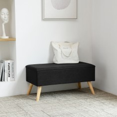 Bancheta, en.casa, PXUN-0102 Salford, 79x39x39 cm, mdf, poliester, lemn, negru, cu spatiu depozitare HausGarden Leisure foto
