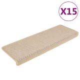 vidaXL Covorașe scări autoadezive, 15 buc., crem, 65x21x4 cm, sisal