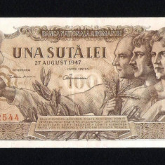 ROMANIA 100 LEI - August 1947 - VF .