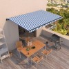 Copertină retractabilă manual, albastru și alb, 500x350 cm