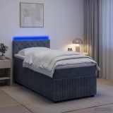 Cumpara ieftin Pat boxspring cu saltea Gri inchis 80 x 200 cm Catifea