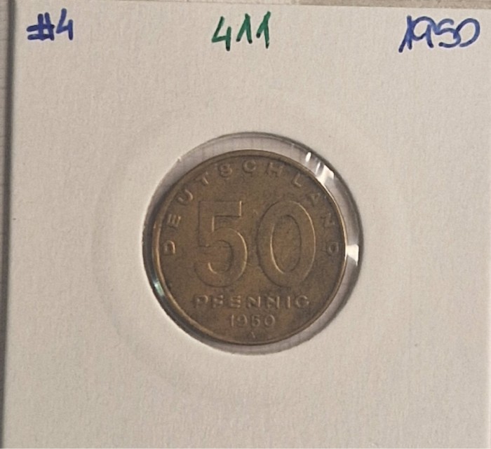 411 Germany, RDG, German Democratic Republic, 50 Pfennigs 1950, KM#4