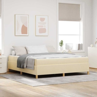 vidaXL Pat cu arcuri Crem și Bej și Alb 180 x 200 cm țesătură 3398960 foto