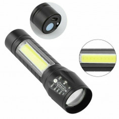 Mini Lanterna LED 1W+1W COB LED cu Zoom si Clips Prindere pe Baterii foto