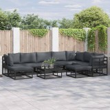 vidaXL Set de canapele pentru grădină 9 pcs Negru Aluminiu