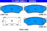 ATE 13.0460-5864.2 set placute frana,frana disc