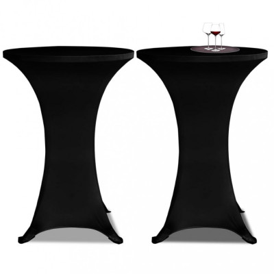Husa de masa cu picior &amp;Oslash;80 cm, 2 buc., negru, elastic GartenMobel Dekor foto